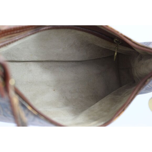 Brahmin Embossed Leather Shoulder Bag Brown Gold Vintage Small Purse - Picture 12 of 16